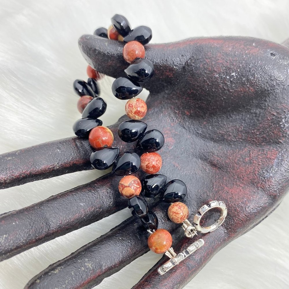 Handmade Stone Bead Bracelet 8"